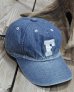 画像1: FULLCOUNT 6843HW -6Panel Denim Baseball Cap "F" Patch Vintage  Wash-  (1)
