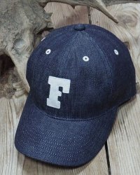 FULLCOUNT 6843 -6PANEL DENIM BASEBALL CAP "F" PATCH-  