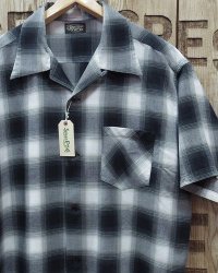 SUGAR CANE -RAYON OMBRE CHECK S/S OPEN SHIRT- 