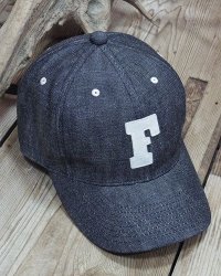 FULLCOUNT 6843 -6PANEL DENIM BASEBALL CAP "F" PATCH-  