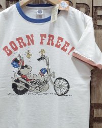 TOYS McCOY -JOHNNY RINGER TEE / SNOOPY "BORN FREE!"- 