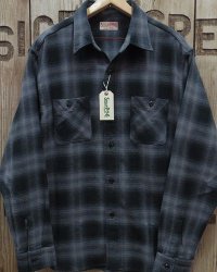 SUGAR CANE -TWILL CHECK WORK SHIRT- OMBRE CHECK 