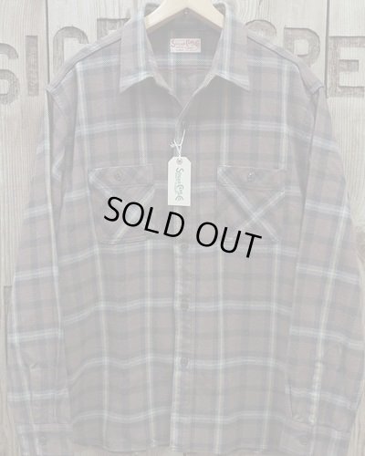 画像1: SUGAR CANE -TWILL CHECK WORK SHIRT- BROWN CHECK 