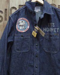 TOYS McCOY -DENIM WORK SHIRT "SNOOPY ASTRONAUT RECOVERY TEAM"- 