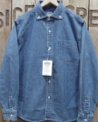 BARNS -8oz DENIM BD SHIRT- WIDE SPREAD COLLAR 