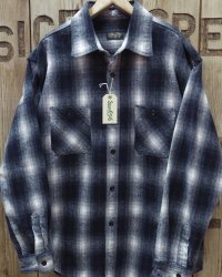 SUGAR CANE -OMBRE SHAGGY PLAID L/S WORK SHIRT- 