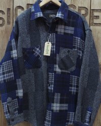 SUGAR CANE -TWEED PLAID × GRADATION PATCHWORK CRAZY WORK SHIRT- 