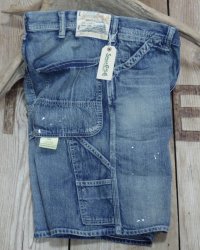 SUGAR CANE -11oz. BLUE DENIM WORK SHORTS AGED MODEL- 