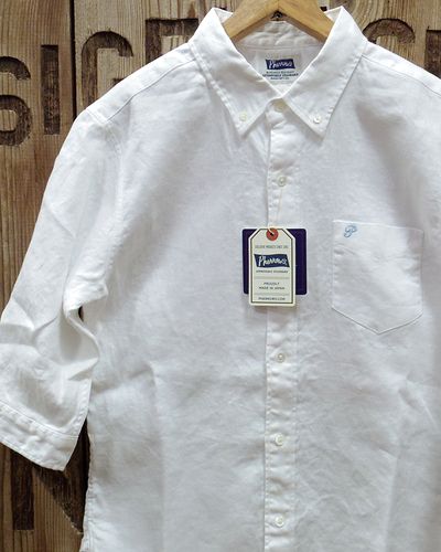 画像1: Pherrow's "22S-P7BD1" 3/4 Sleeves BD Linen Shirt 
