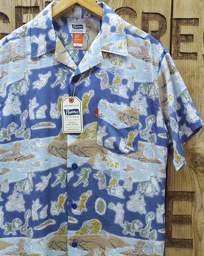 画像1: Pherrow's "22S-PIS7" Rayon Open Collar Aloha Shirt 