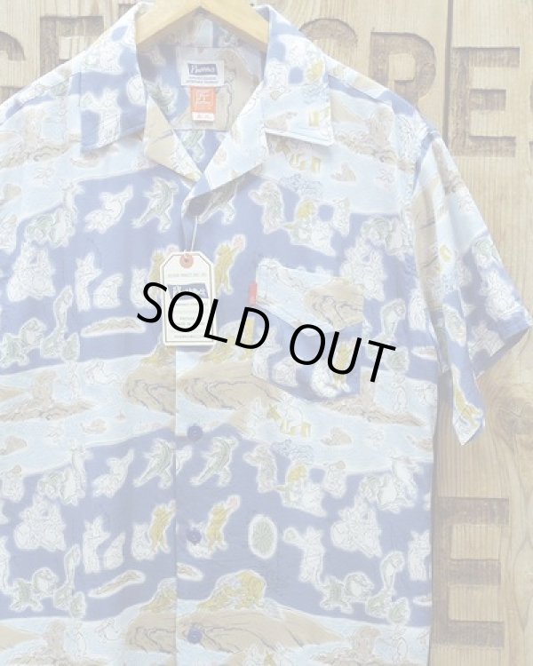 画像1: Pherrow's "22S-PIS7" Rayon Open Collar Aloha Shirt 