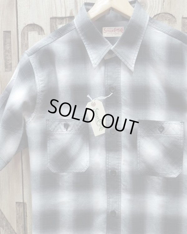 画像1: SUGAR CANE -COTTON OMBRE CHECK S/S WORK SHIRT- 