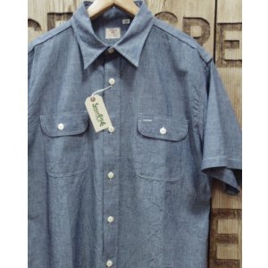 画像: SUGAR CANE -BLUE CHAMBRAY WORK SHIRT (SHORT SLEEVE)- 