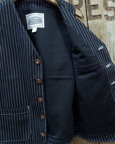 画像4: Pherrow's "PV1-W" Black Wabash Stripe Vest 