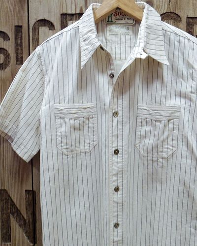 画像1: SUGAR CANE -WHITE WABASH S/S WORK SHIRT- 