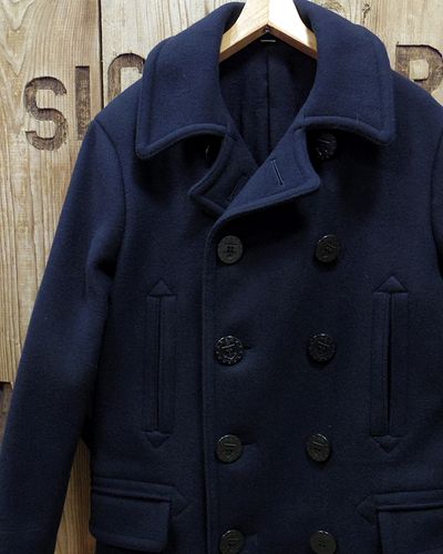 画像1: BUZZ RICKSON'S -"PEA-COAT" LONG MODEL WOOL LINING- 