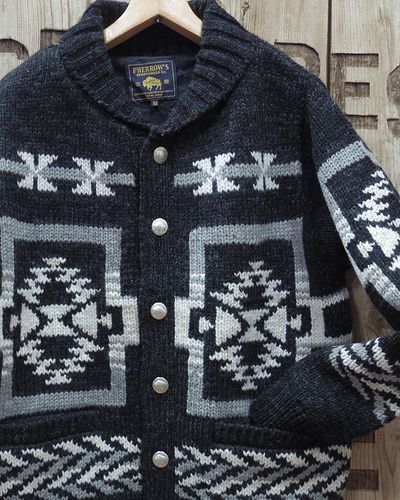 画像1: Pherrow's "23W-PNS-CARDIGAN" Handcraft Knit Cowichan Sweater 