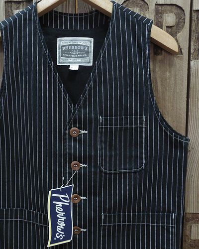 画像1: Pherrow's "PV1-W" Black Wabash Stripe Vest 