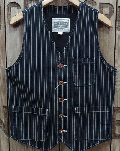 画像2: Pherrow's "PV1-W" Black Wabash Stripe Vest 