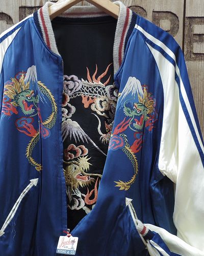 画像1: TAILOR TOYO -Early 1950s Style Acetate Souvenir Jacket / KOSHO & CO. "DUELLING DRAGONS" & "MAP"- 