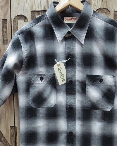 画像1: SUGAR CANE -COTTON OMBRE CHECK S/S WORK SHIRT- 