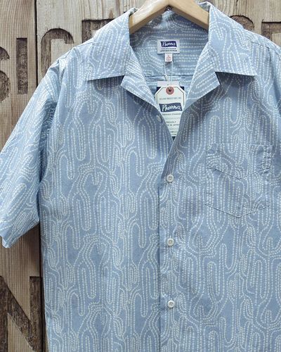 画像1: Pherrow's "24S-PIS1" Indigo Cotton Hawaiian Open Shirts 