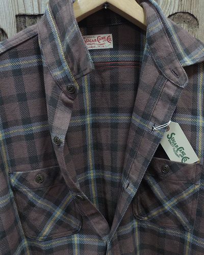 画像2: SUGAR CANE -TWILL CHECK WORK SHIRT- BROWN CHECK 