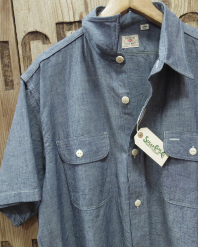 画像3: SUGAR CANE -BLUE CHAMBRAY WORK SHIRT (SHORT SLEEVE)- 