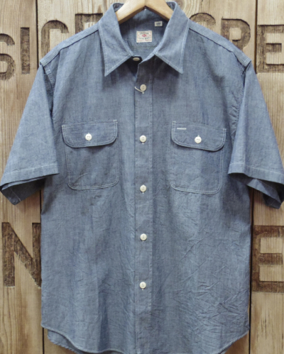 画像2: SUGAR CANE -BLUE CHAMBRAY WORK SHIRT (SHORT SLEEVE)- 
